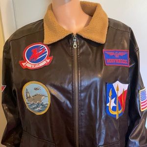 Top gun brown leather jacket size L
